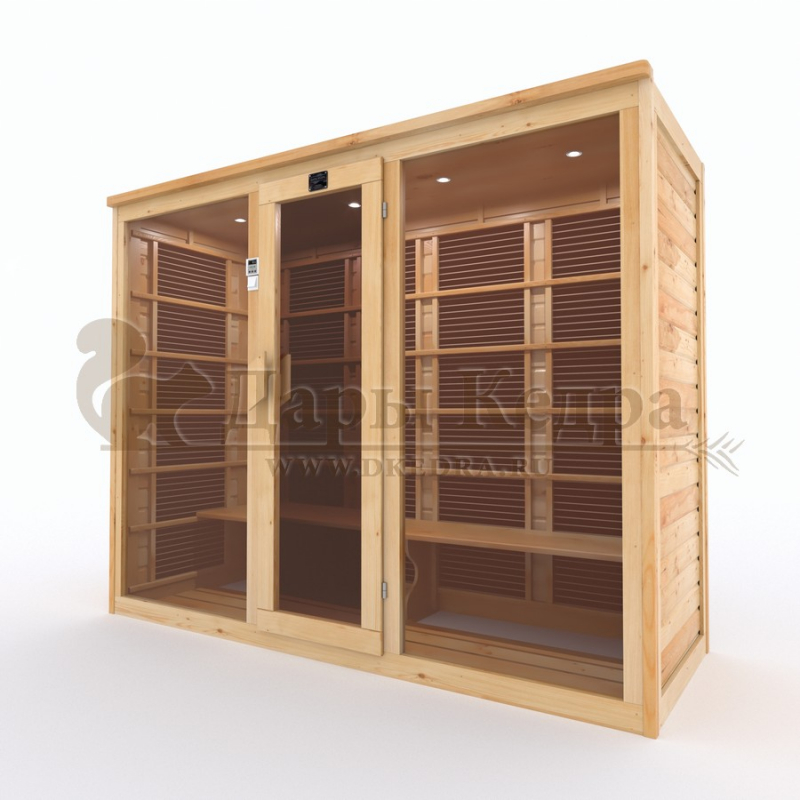 Четырёхместная инфракрасная сауна кабина из кедра с карбоновыми излучателями Четырёхместная инфракрасная сауна кабина из кедра с карбоновыми излучателями